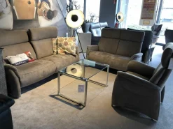 Garnitur Remix Stoff Grau 2 Sofas 1 Sessel