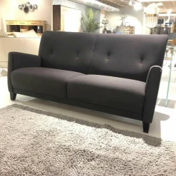 Garnitur Scala 2-1-1 Stoff Anthrazit Füße Schwarz Lackiert