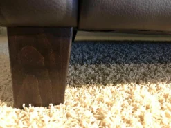 Garnitur Sienna Leder L7071B Schwarzbraun Fuß Beizton 2 Sessel 1 Sofa