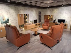 Garnitur Sitzkonzept Leder Credo Brandy Braun Kufe Metall Schwarz Geboden