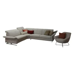 Garnitur Sofa Regina mit Sessel Vinson Stoff Escana Naturel