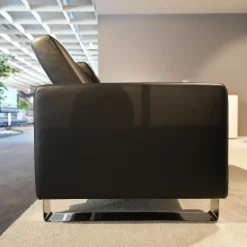 Garnitur Space Leder Paloma Schwarz Füße Edelstahl 2 Sofas