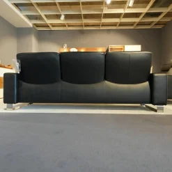 Garnitur Space Leder Paloma Schwarz Füße Edelstahl 2 Sofas