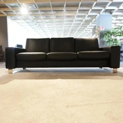 Garnitur Space Leder Paloma Schwarz Füße Edelstahl 2 Sofas