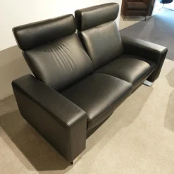 Garnitur Space Leder Paloma Schwarz Füße Edelstahl 2 Sofas