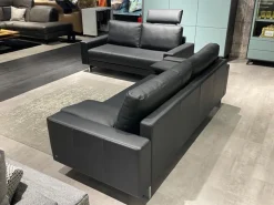 Garnitur Vida Leder 60 500 Schwarz Fuß Spange Glanzchrom