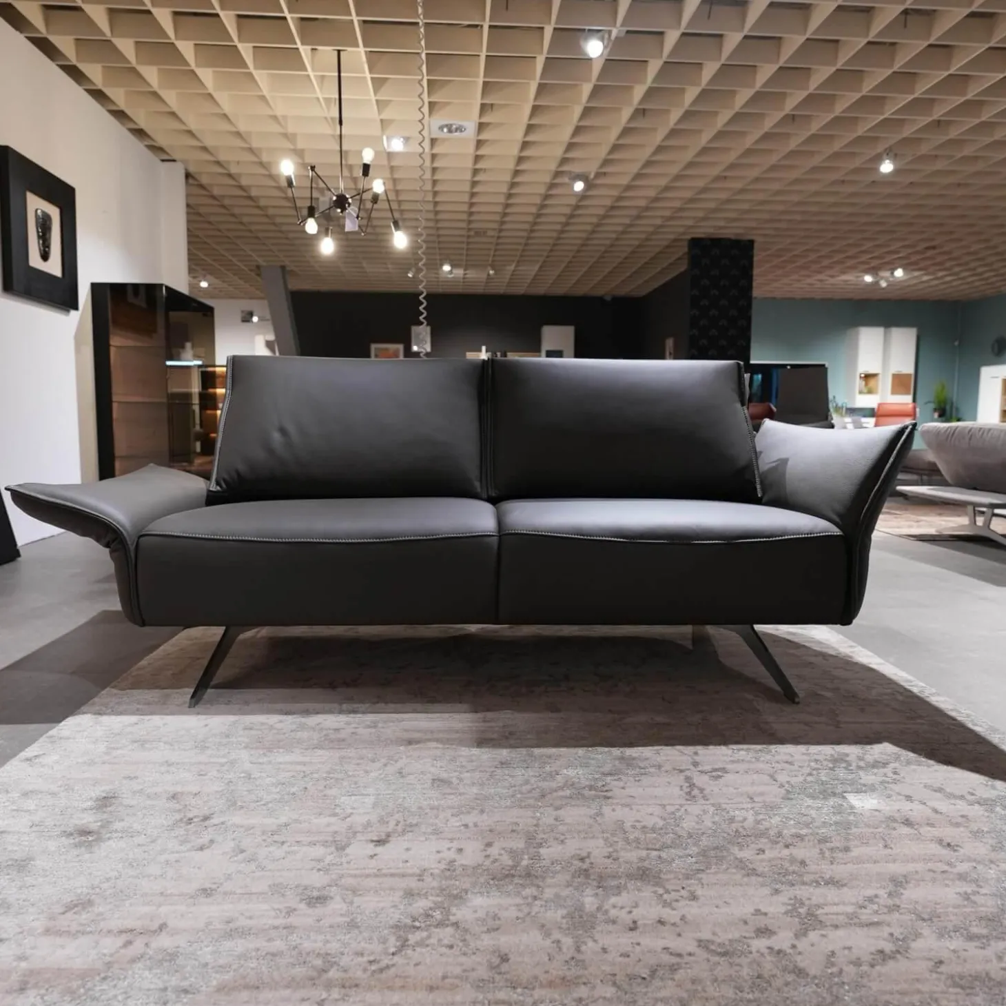 Garnitur Vineto Leder Bull Carbone Faden 1222 Schwarz Inklusive Kissen