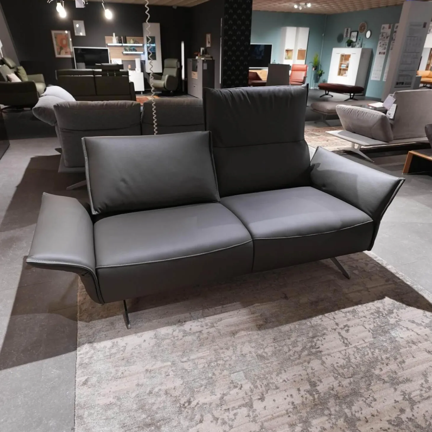 Garnitur Vineto Leder Bull Carbone Faden 1222 Schwarz Inklusive Kissen