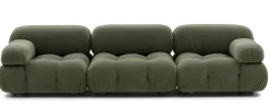 Gerades Sofa Camaleonda Stoff Velours Licata Flechte Grün Untergestell MDF Füße Buche Natur