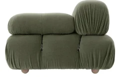 Gerades Sofa Camaleonda Stoff Velours Licata Flechte Grün Untergestell MDF Füße Buche Natur