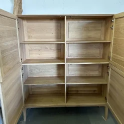 Geschirrschrank Fira Knorrige Eiche Puro Geölt Glas MO 137 Platin Glänzend Grau