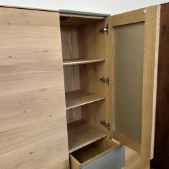 Geschirrschrank Talio Knorrig Eiche Puro Geölt Glas MO 137 Platin Matt Grau