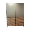 Geschirrschrank Tratum Front Floatglas Platin Matt Grau Korpus Asteiche