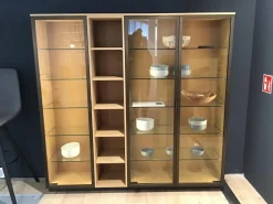 Glashochschrank Vero Korpus Alpineiche Natur Front Glas Inklusive LED Beleuchtung Steuerbar