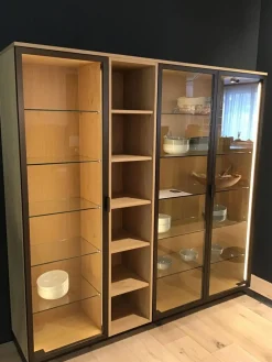 Glashochschrank Vero Korpus Alpineiche Natur Front Glas Inklusive LED Beleuchtung Steuerbar