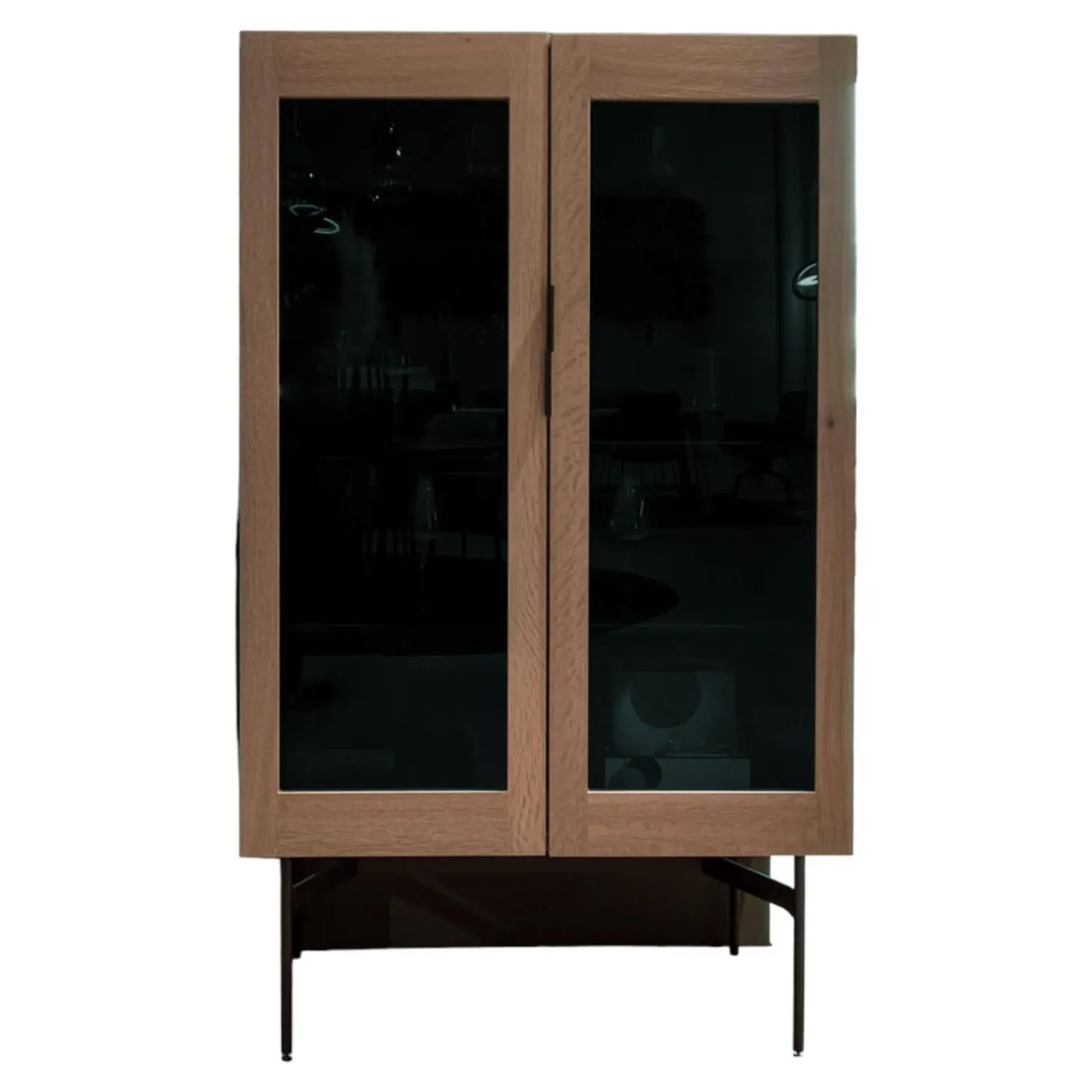 Glasvitrine BC 04 Eiche Natur Geölt Glasfüllung Gestell Schwarz