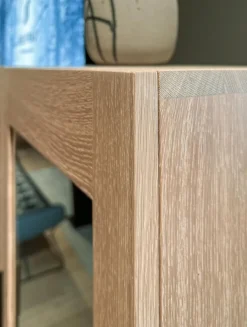 Glasvitrine BC 04 Eiche Natur Geölt Glasfüllung Gestell Schwarz