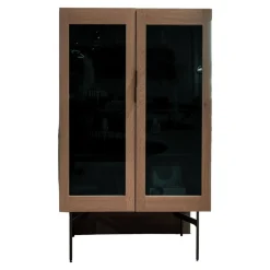 Glasvitrine BC 04 Eiche Weiß Pigmentiert Geölt Glasfüllung Gestell Schwarz