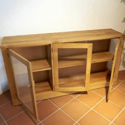 Glasvitrine Kirschbaum Geölt Modell 5176 Mit Riffglas