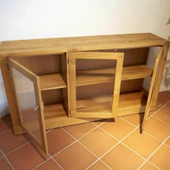 Glasvitrine Kirschbaum Geölt Modell 5176 Mit Riffglas