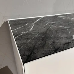 Highboard 251 Just Cube Light Lack M03 Schneeweiß Steinplatte