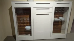 Highboard Bellano Lack Seidenmatt Weiß Rückwand Nussbaum Natur