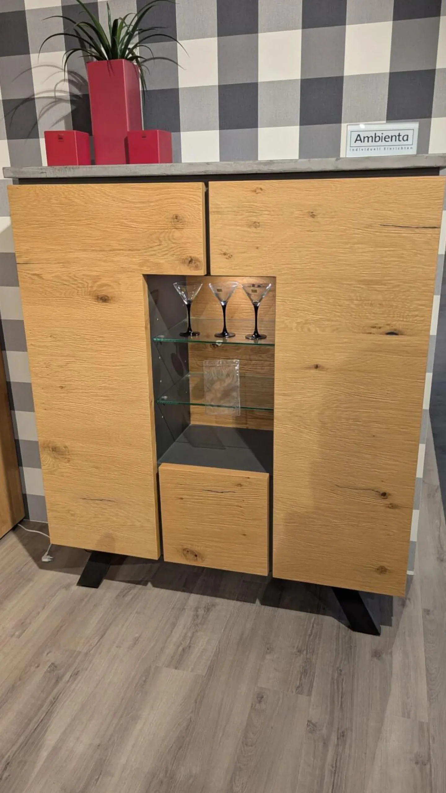 Highboard Calvi Eiche Dickfurnier Natur Absatz Beton