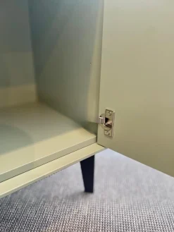 Highboard Casello MDF Lack Schilfgrün Grün Grau Sockelfüße Schwarz Matt