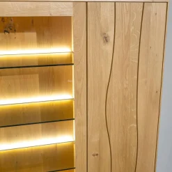 Highboard Contur Mileto Asteiche Gebürstet Natur Geölt Holzrahementür Mit Glas Links Inklusive Beleuchtung