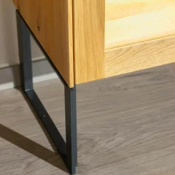 Highboard Contur Mileto Asteiche Gebürstet Natur Geölt Holzrahementür Mit Glas Links Inklusive Beleuchtung