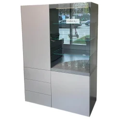 Highboard Cube Light Vitrine Mattlack M16 Elephant Grau