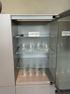 Highboard Cube Light Vitrine Mattlack M16 Elephant Grau