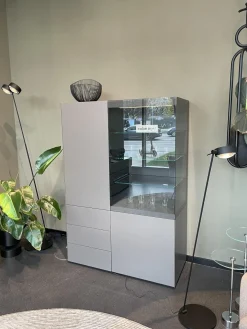 Highboard Cube Light Vitrine Mattlack M16 Elephant Grau