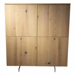 Highboard Cubus Eiche Weßgeölt Gestell Bronze Matt Innenfach aus Glas