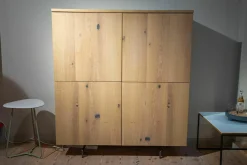 Highboard Cubus Eiche Weßgeölt Gestell Bronze Matt Innenfach aus Glas