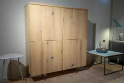 Highboard Cubus Eiche Weßgeölt Gestell Bronze Matt Innenfach aus Glas