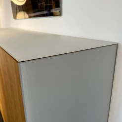 Highboard Cubus Pure Außen Eiche Natur Geölt Innen Buche Metallgestell Schwarz Mit Beleuchtung