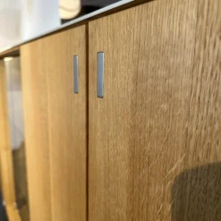 Highboard Cubus Pure Außen Eiche Natur Geölt Innen Buche Metallgestell Schwarz Mit Beleuchtung