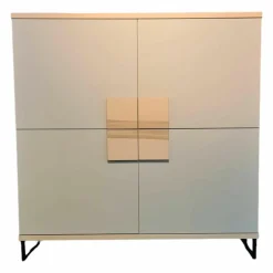 Highboard Finale Korpus Kristallbuche Furniert Front Lack Matt Seidengrau