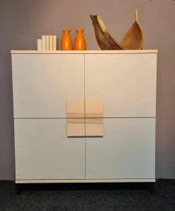Highboard Finale Korpus Kristallbuche Furniert Front Lack Matt Seidengrau
