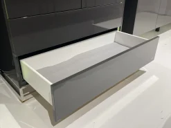 Highboard Gloss Cubic 72182 Front Und Korpus Schiefergrau Grau Hochglanz Kufe Chrome Mit Beleuchtung