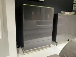 Highboard Gloss Cubic 72182 Front Und Korpus Schiefergrau Grau Hochglanz Kufe Chrome Mit Beleuchtung