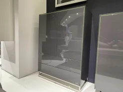 Highboard Gloss Cubic 72182 Front Und Korpus Schiefergrau Grau Hochglanz Kufe Chrome Mit Beleuchtung