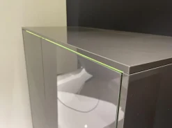 Highboard Gloss Cubic 72182 Front Und Korpus Schiefergrau Grau Hochglanz Kufe Chrome Mit Beleuchtung