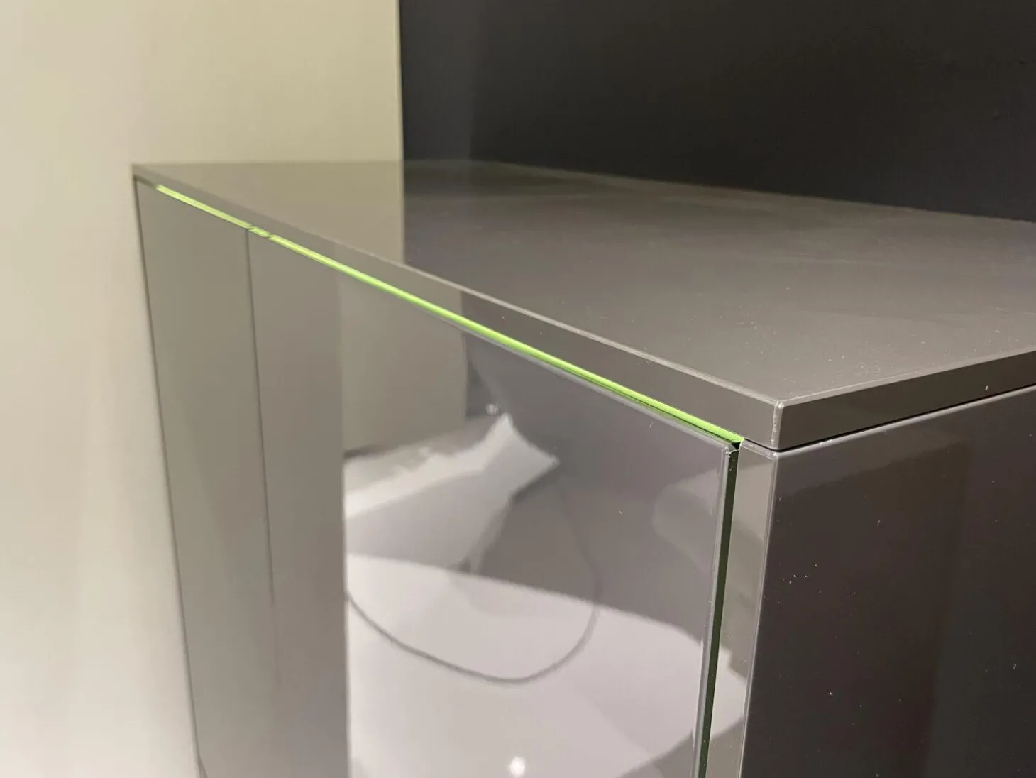 Highboard Gloss Cubic 72182 Front Und Korpus Schiefergrau Grau Hochglanz Kufe Chrome Mit Beleuchtung