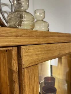 Highboard Hartford Eiche Natur Geölt Rückwand Massiv Sandgestrahlt Inklusive Beleuchtung