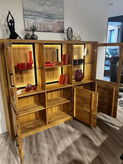 Highboard Hartford Eiche Natur Geölt Rückwand Massiv Sandgestrahlt Inklusive Beleuchtung