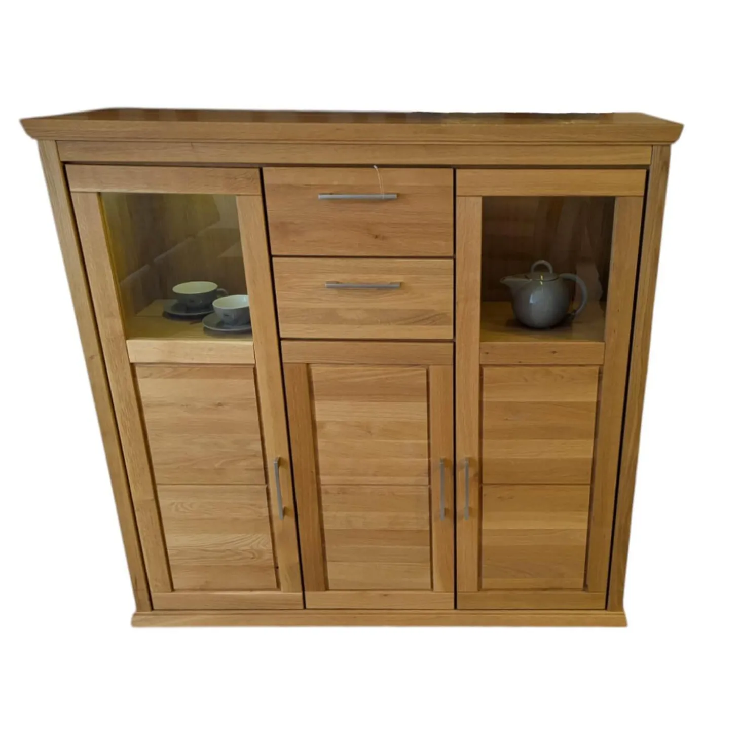 Highboard Homeland Wildeiche Teilmassiv Geölt Korpus Furniert Inklusive LED Beleuchtung