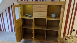 Highboard Homeland Wildeiche Teilmassiv Geölt Korpus Furniert Inklusive LED Beleuchtung