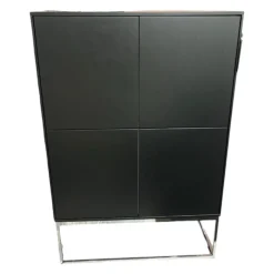 Highboard Kara Frame Lack Schwarz Gestell Chrom Glänzend